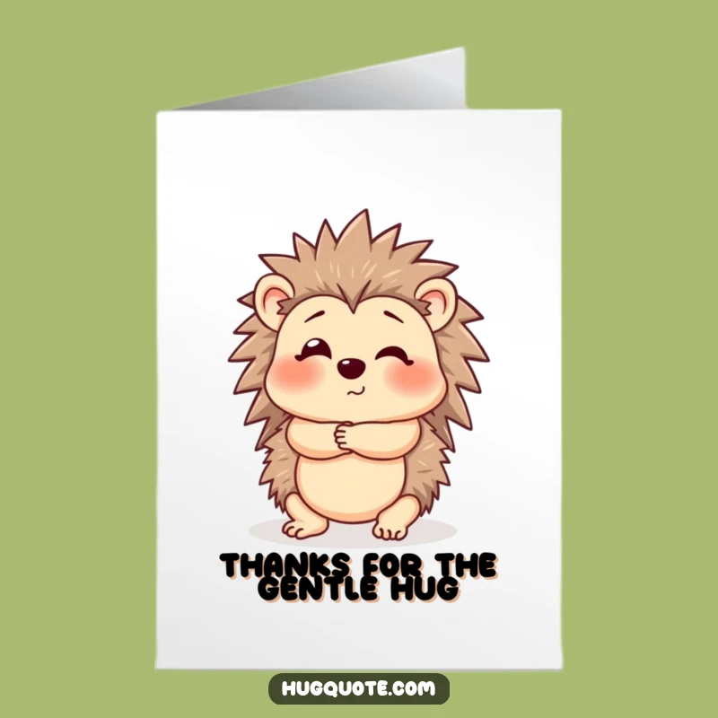 Free Printable Thank You Card: Cautious Hedgehog Hug for a Funny, Downloadable Gift