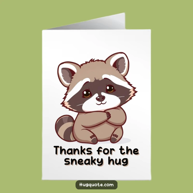 Free Printable Thank You Card: Raccoon Peeking Hug for a Funny, Downloadable Gift
