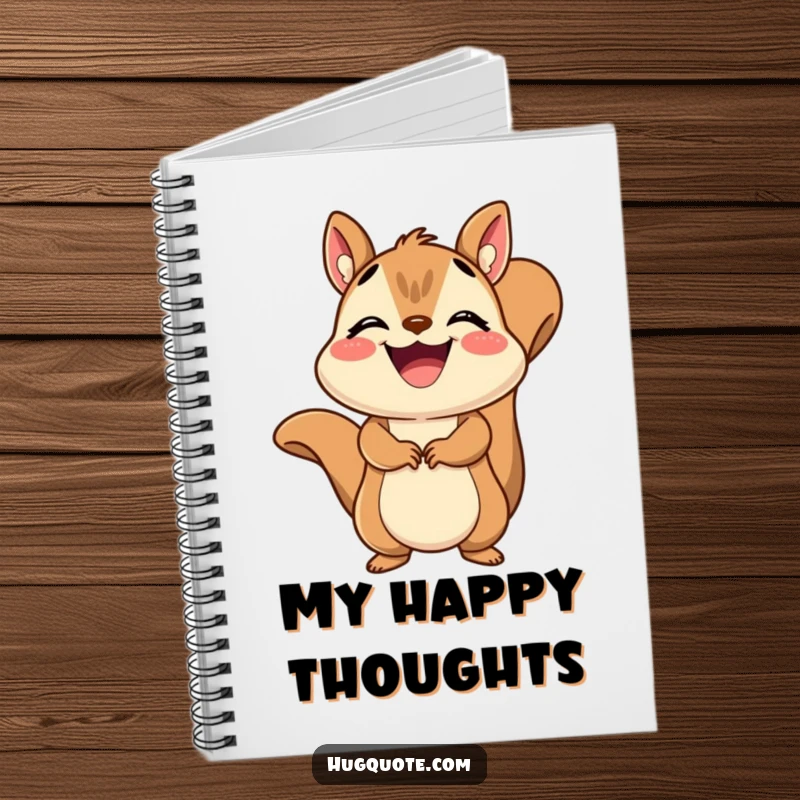 Funny Squirrel Notebook with a grinning squirrel giving a quick, joyful embrace, perfect for writing and planning.