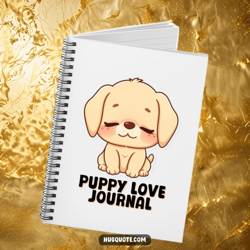Funny notebook with a cute puppy character giving a loving nuzzle with eyes closed, perfect for sweet notes.
