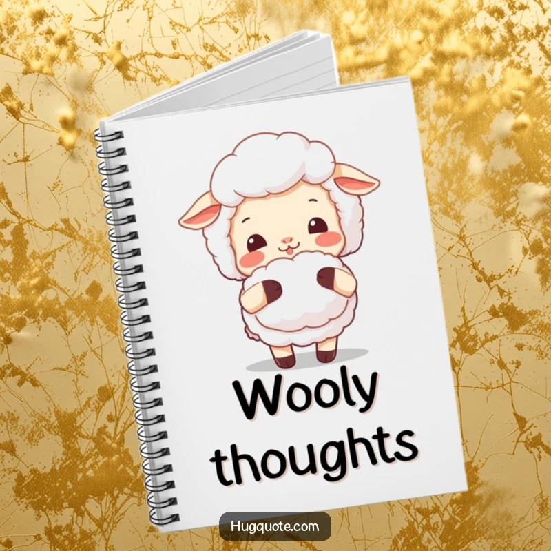 Funny sheep notebook with a smiling sheep offering a fluffy hug, providing a delightful space for writing and creative expression.