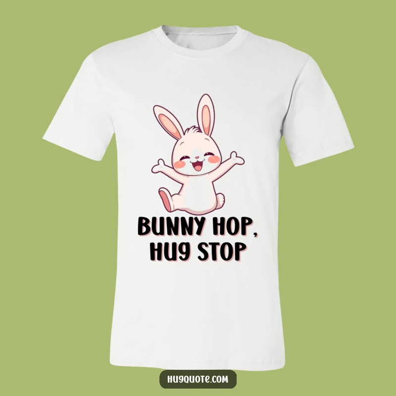 Funny Bunny Embrace T-Shirt, Adorable Leaping Character Tee Gift
