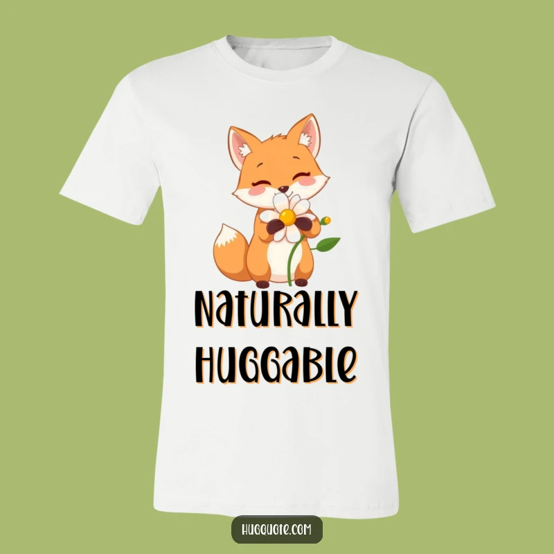 Funny Fox Flower Hug T-Shirt: Wearable Nature Humor!