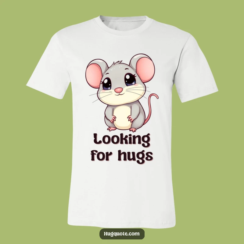 Funny Kawaii Mouse Peeking Hug T-Shirt - Cute Animal Tee Gift
