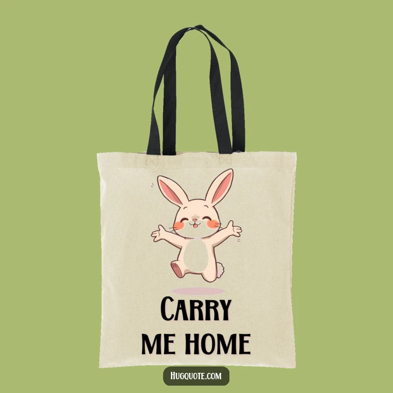 Funny Bunny Leap Tote Bag: Eager Rabbit Hugs Air - Carry Your Smiles!