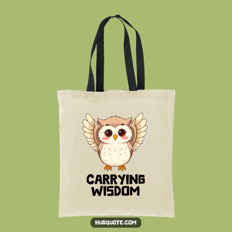 Funny Curious Owl Tote Bag: Wise Bird Flies - Carry Your Wisdom!