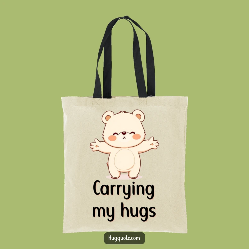 Funny Bear Hug Tote Bag, Durable Fluffy Character Shopping Bag Gift