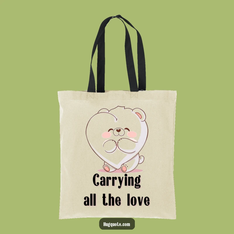 Funny Bear Marshmallow Heart Hug Tote Bag: Carry Your Essentials with Humor!