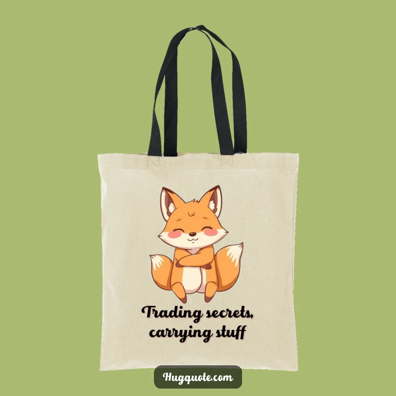 Funny Fox Hug Tote Bag, Energetic Character Bag for Playful Errands