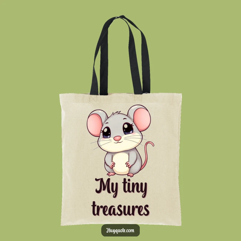 Funny Kawaii Mouse Peeking Hug Tote Bag - Cute Accessory Gift
