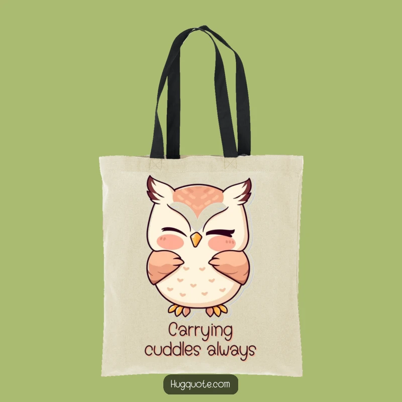 Funny Kawaii Owl Winking Hug Tote Bag - Cute Accessory Gift