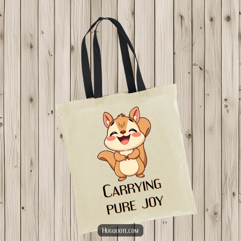 Funny Squirrel Tote Bag with a grinning squirrel giving a quick, joyful embrace, practical and charming for everyday use.