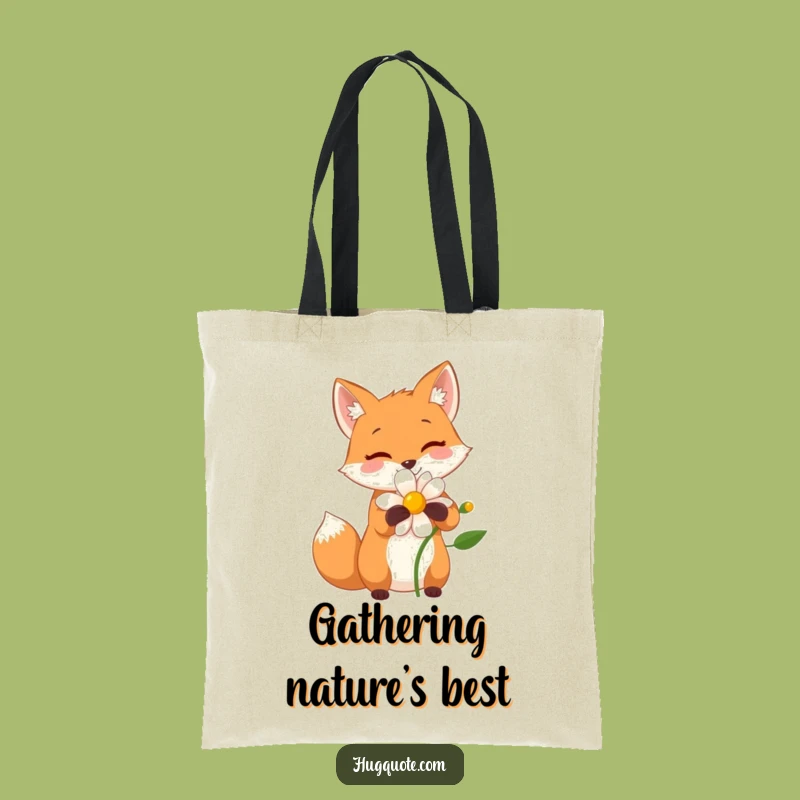 Funny Fox Flower Hug Tote Bag: Carry Nature's Joy Everywhere!