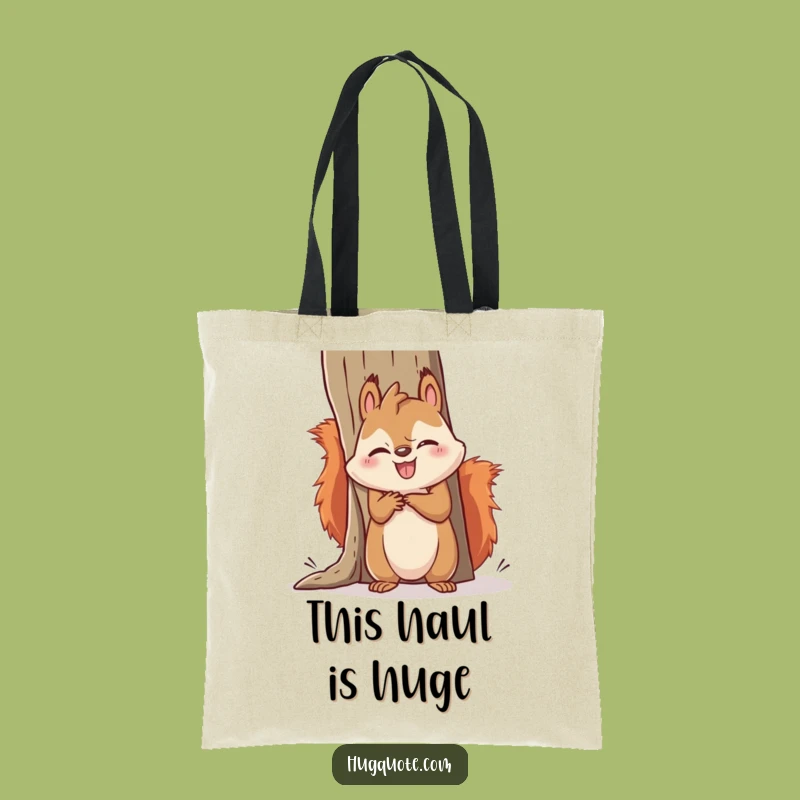 Funny Kawaii Squirrel Hugging Fail Tote Bag - Comical Shopping Bag Gift